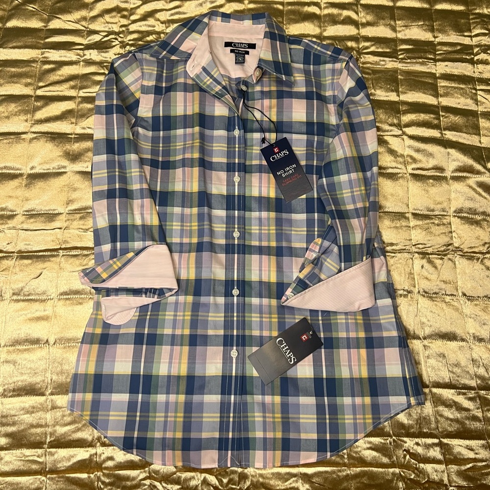 NWT Chaps Spring Plaid Button Up